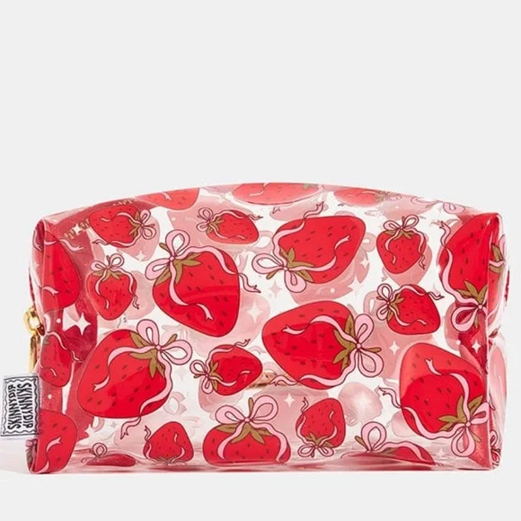 Skinnydip London strawberry bow, make up bag Cosmetic Bag - Picture 2 of 7